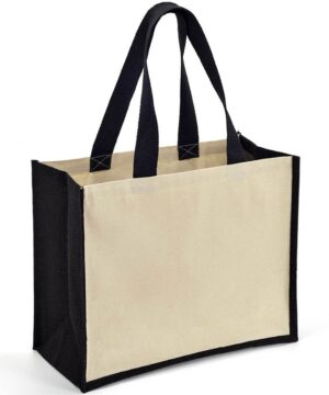 Black Contrast Cotton Canvas Bag