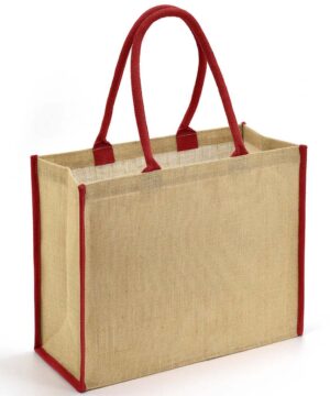 Natural & Red Promotional Jute Bag